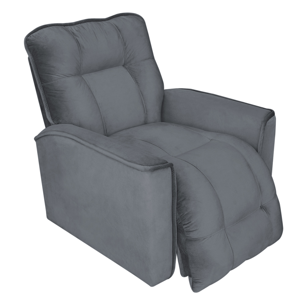 Poltrona do Papai Reclinável Manual Comfort Veludo Cinza - Montanaris Decor