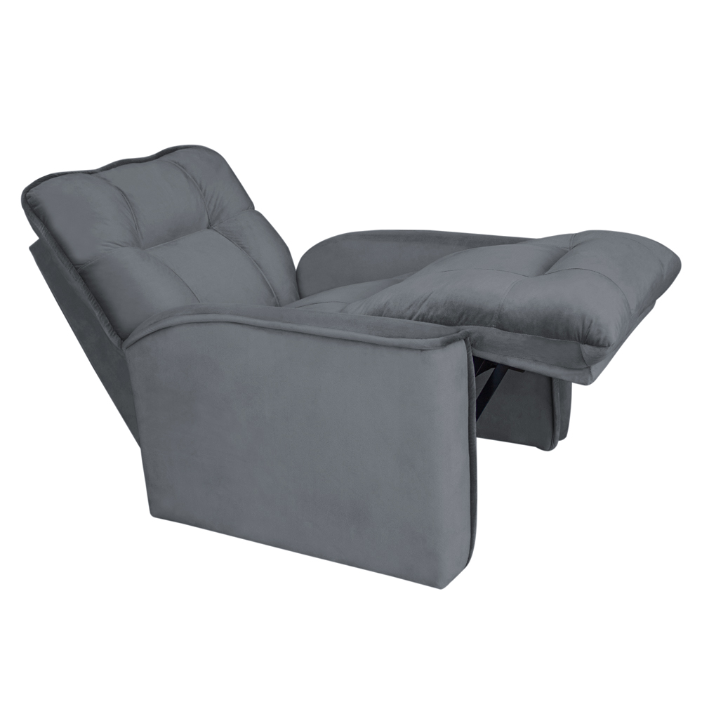 Poltrona do Papai Reclinável Manual Comfort Veludo Cinza - Montanaris Decor