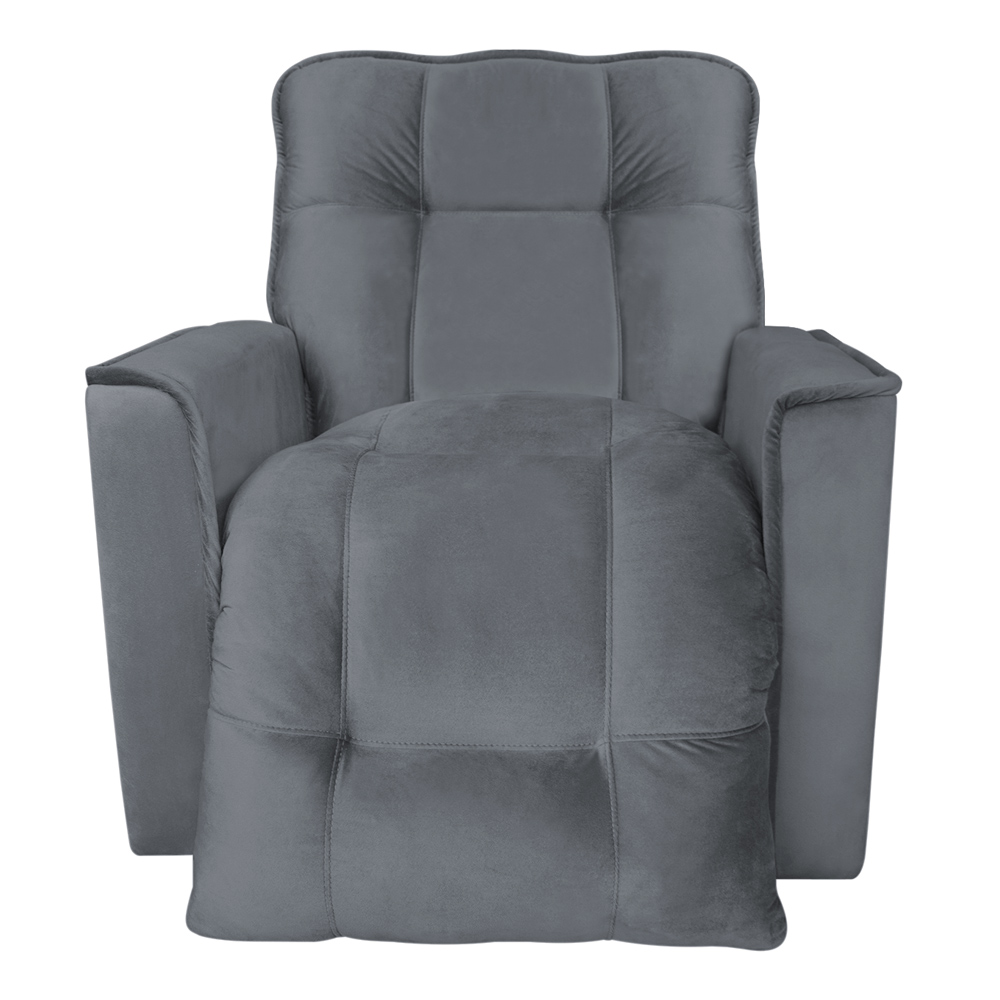 Poltrona do Papai Reclinável Manual Comfort Veludo Cinza - Montanaris Decor