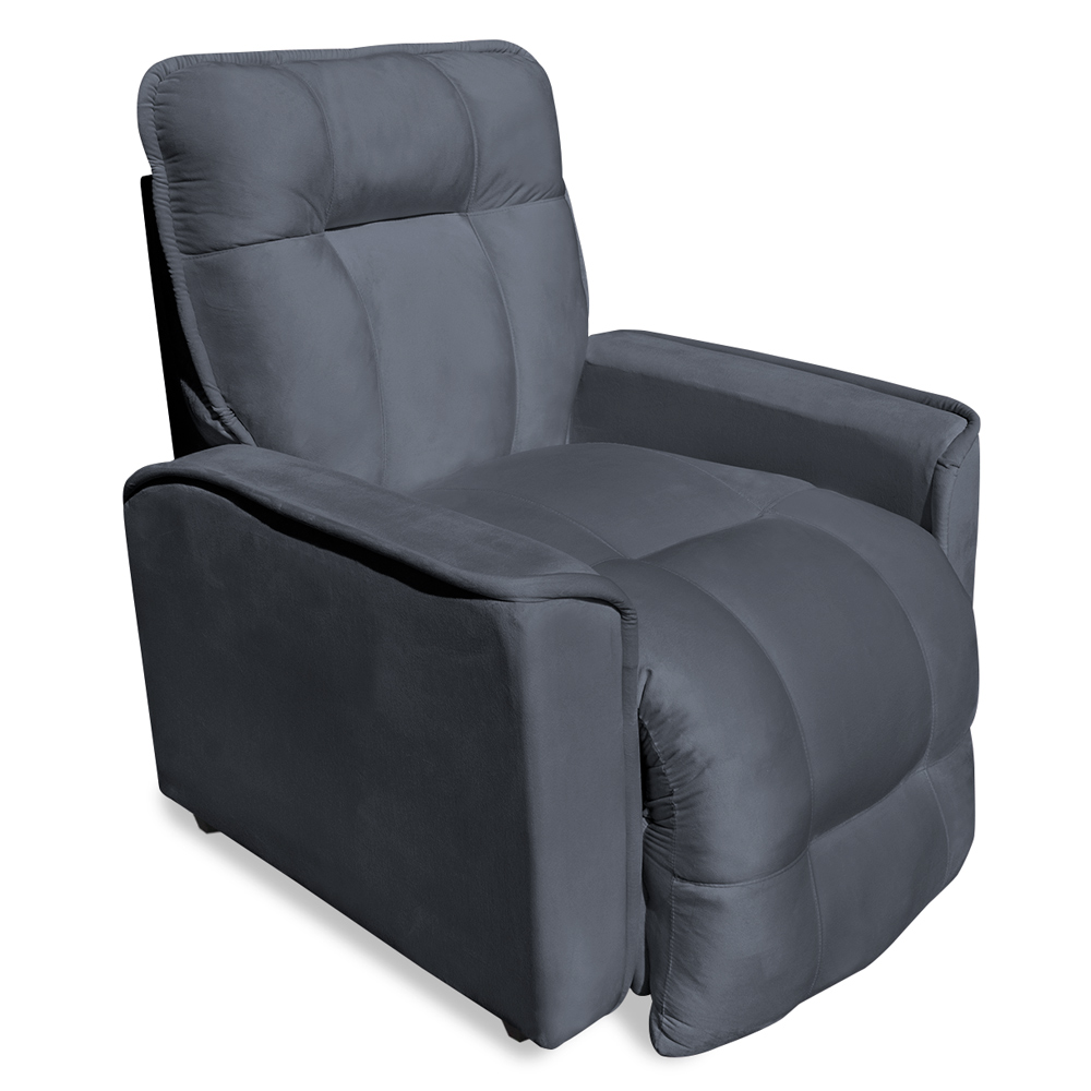 Poltrona do Papai Reclinável Manual Comfort Veludo Cinza - Montanaris Decor