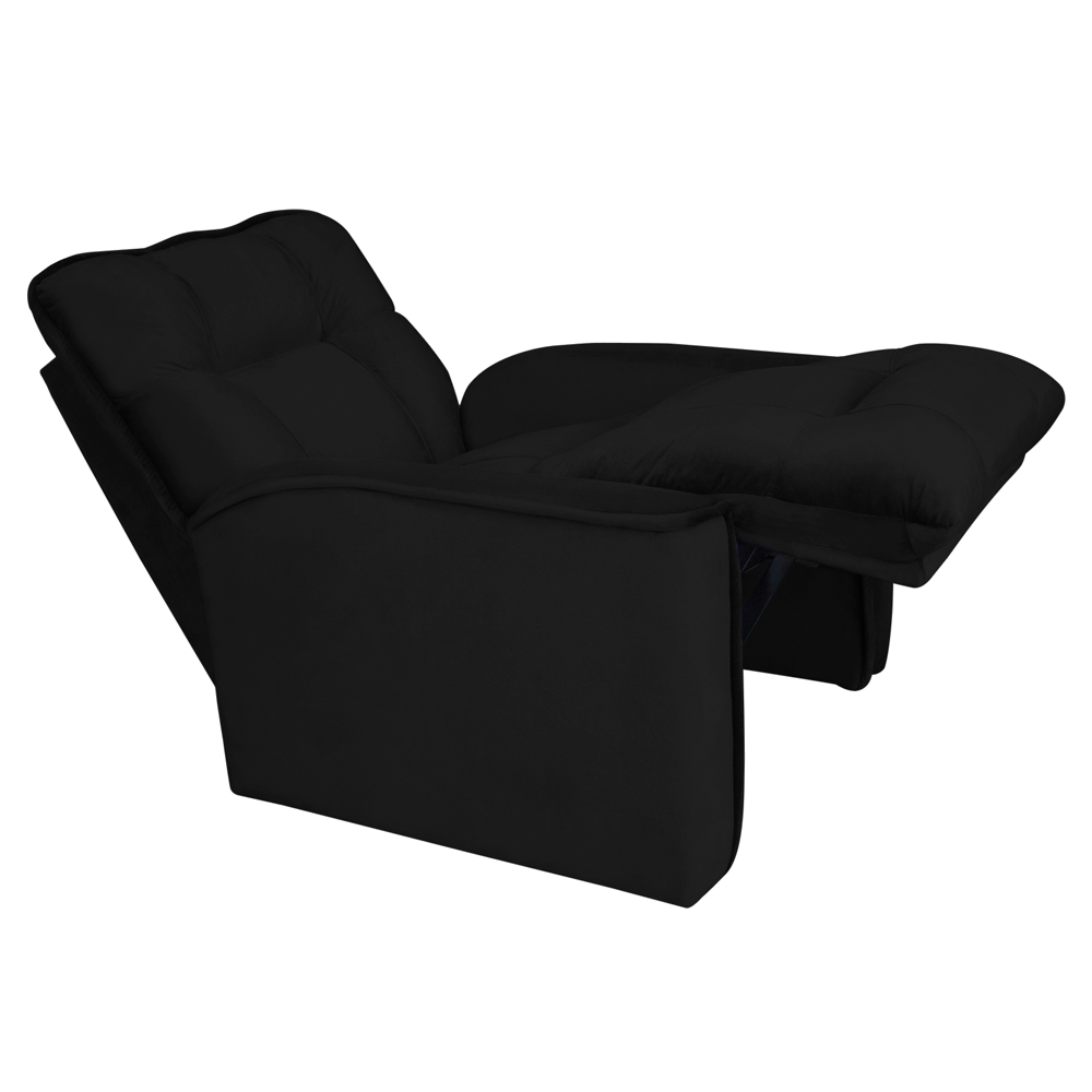Poltrona do Papai Reclinável Manual Comfort Veludo Preto - Montanaris Decor