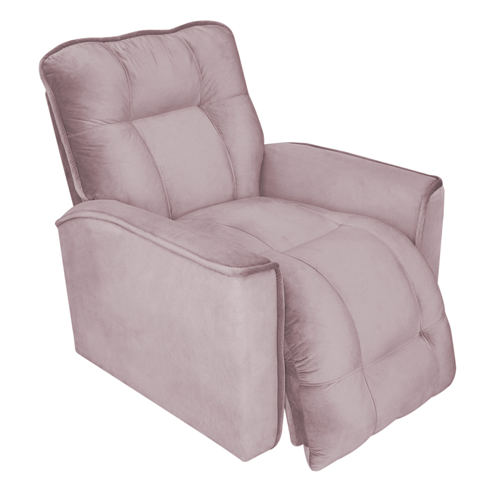 Poltrona do Papai Reclinável Manual Comfort Veludo Rosê - Montanaris Decor