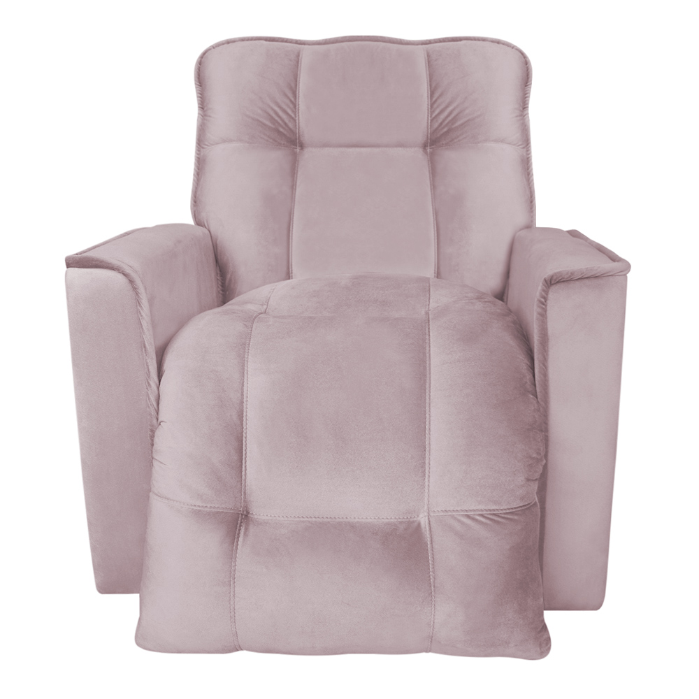 Poltrona do Papai Reclinável Manual Comfort Veludo Rosê - Montanaris Decor