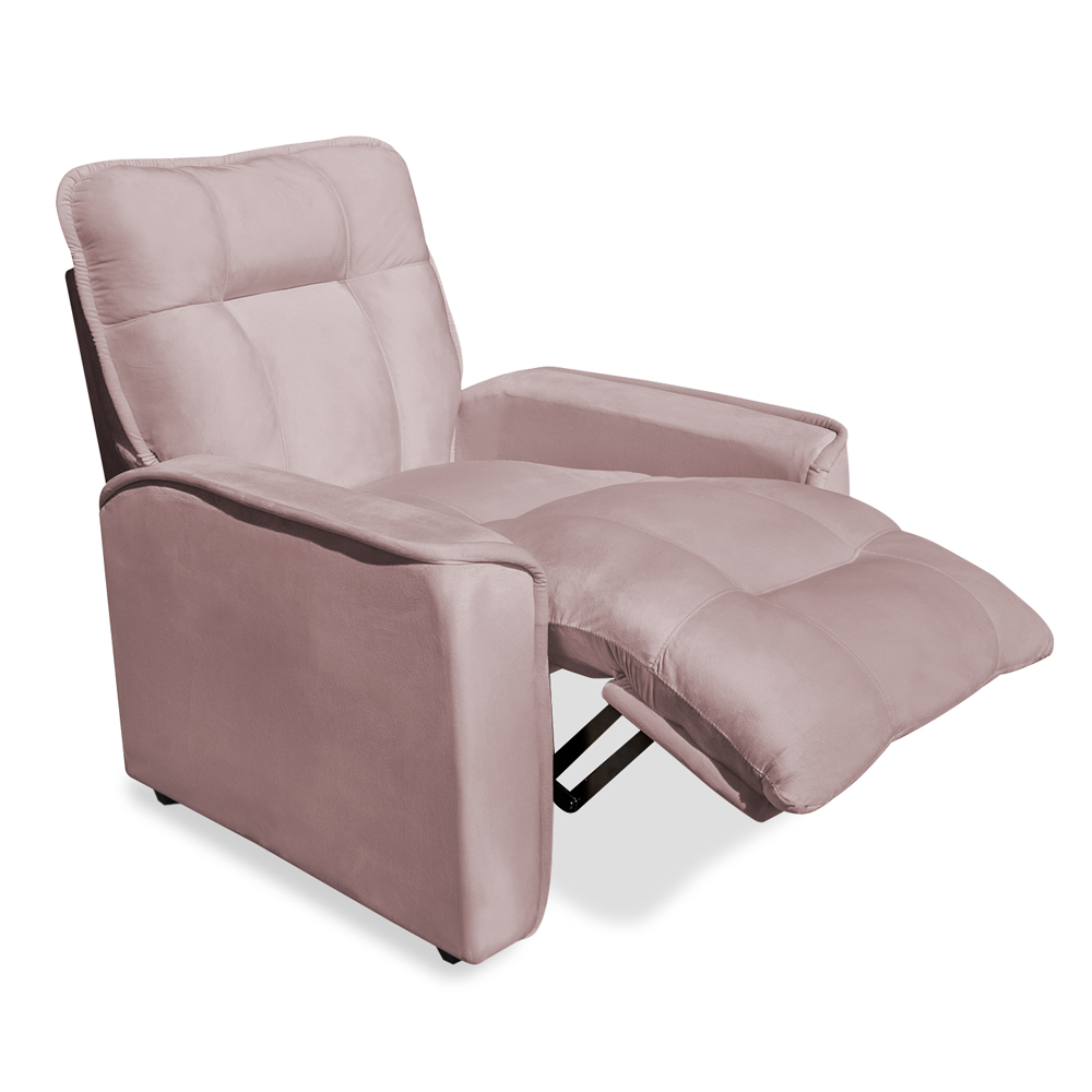 Poltrona do Papai Reclinável Manual Comfort Veludo Rosê - Montanaris Decor