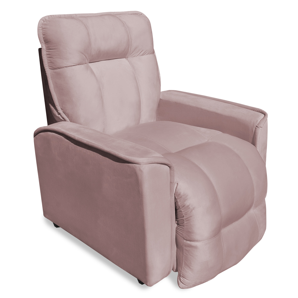 Poltrona do Papai Reclinável Manual Comfort Veludo Rosê - Montanaris Decor