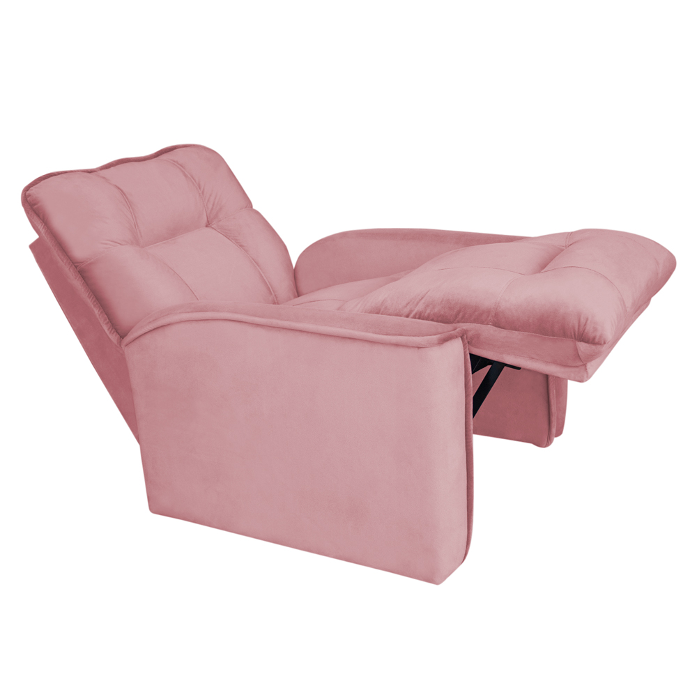 Poltrona do Papai Reclinável Manual Comfort Veludo Rosa - Montanaris Decor