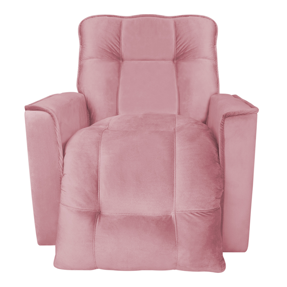 Poltrona do Papai Reclinável Manual Comfort Veludo Rosa - Montanaris Decor