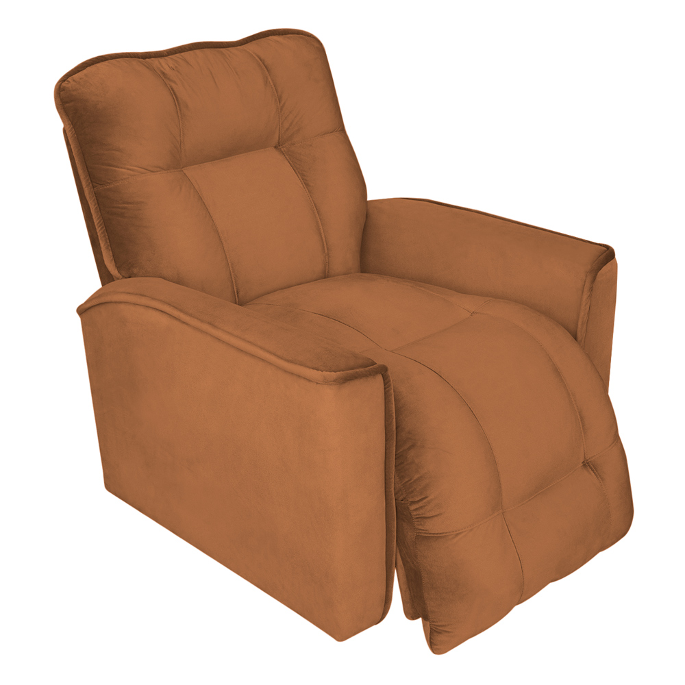 Poltrona do Papai Reclinável Manual Comfort Veludo Terracota - Montanaris Decor