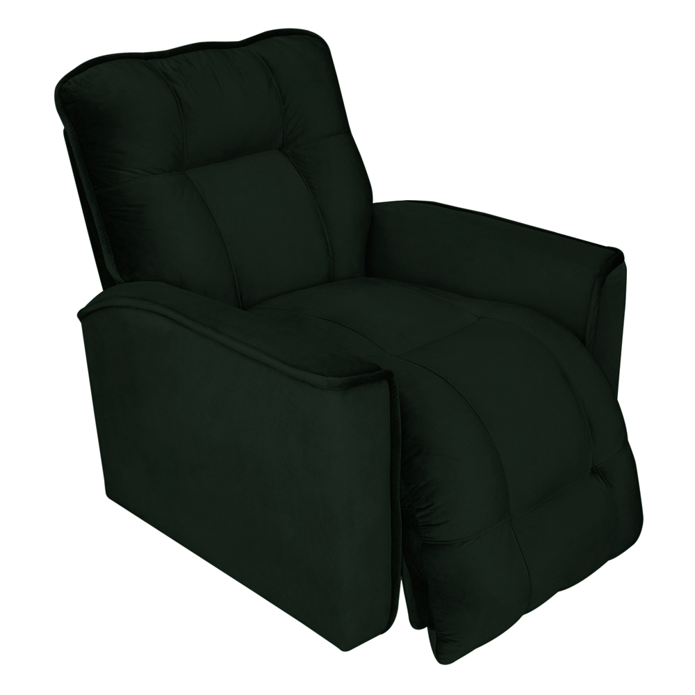 Poltrona do Papai Reclinável Manual Comfort Veludo Verde - Montanaris Decor