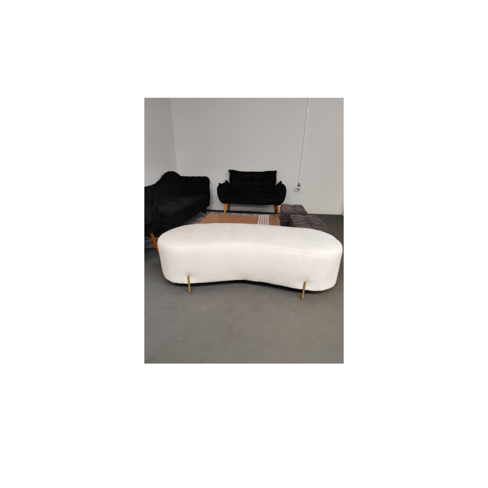 Puff Calçadeira Sala Decorativo Orgânico 1,60 cm Boucle Bege - Montanaris Decor