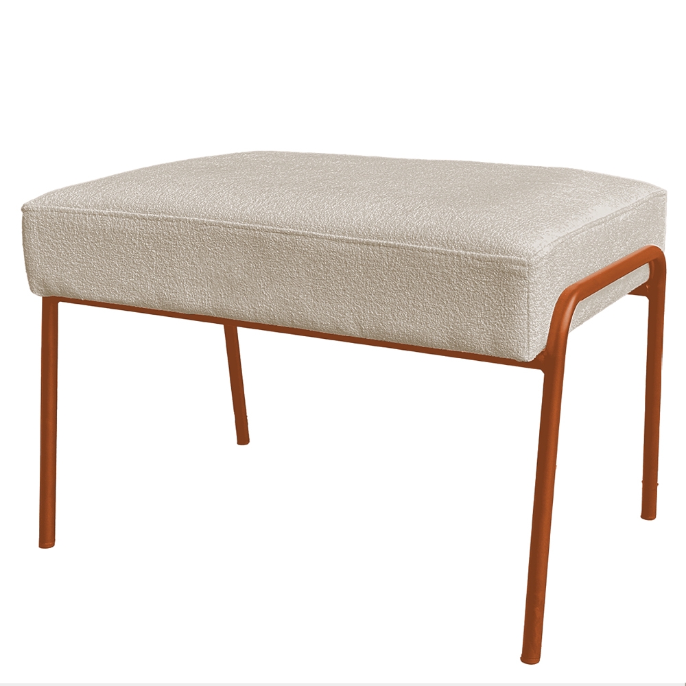 Puff Decorativo Ariel Ferro Base Bronze Veludo Bege - Montanaris Decor