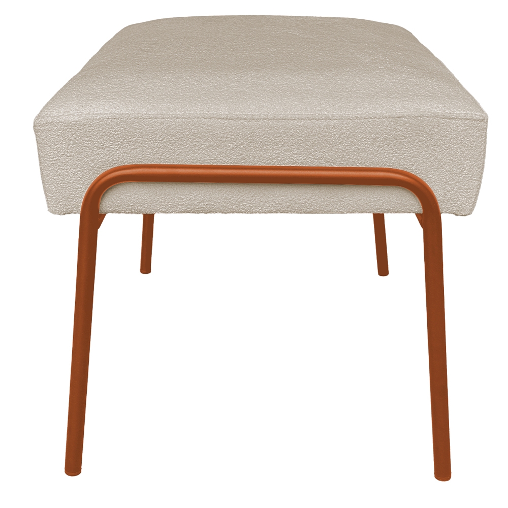Puff Decorativo Ariel Ferro Base Bronze Veludo Bege - Montanaris Decor