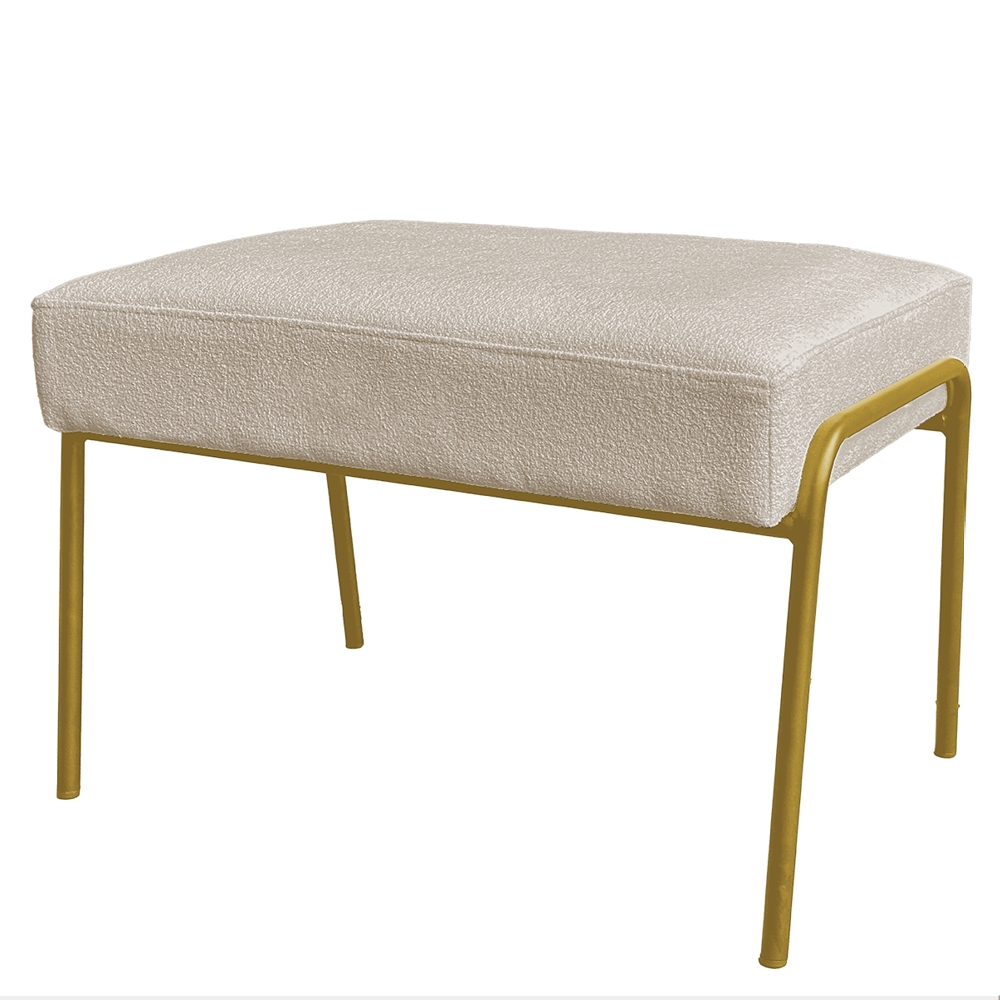 Puff Decorativo Ariel Ferro Base Gold Veludo Bege - Montanaris Decor