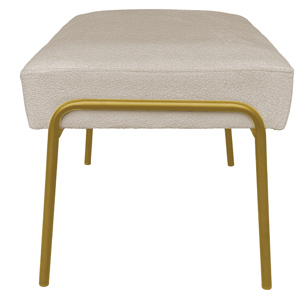Puff Decorativo Ariel Ferro Base Gold Veludo Bege - Montanaris Decor