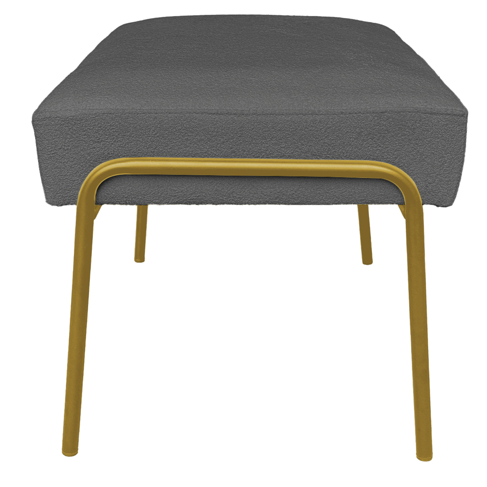 Puff Decorativo Ariel Ferro Base Gold Veludo Chumbo - Montanaris Decor