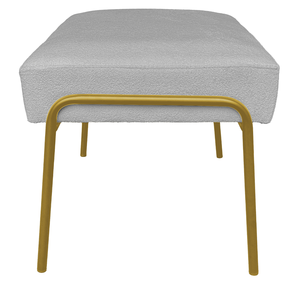 Puff Decorativo Ariel Ferro Base Gold Veludo Cinza - Montanaris Decor