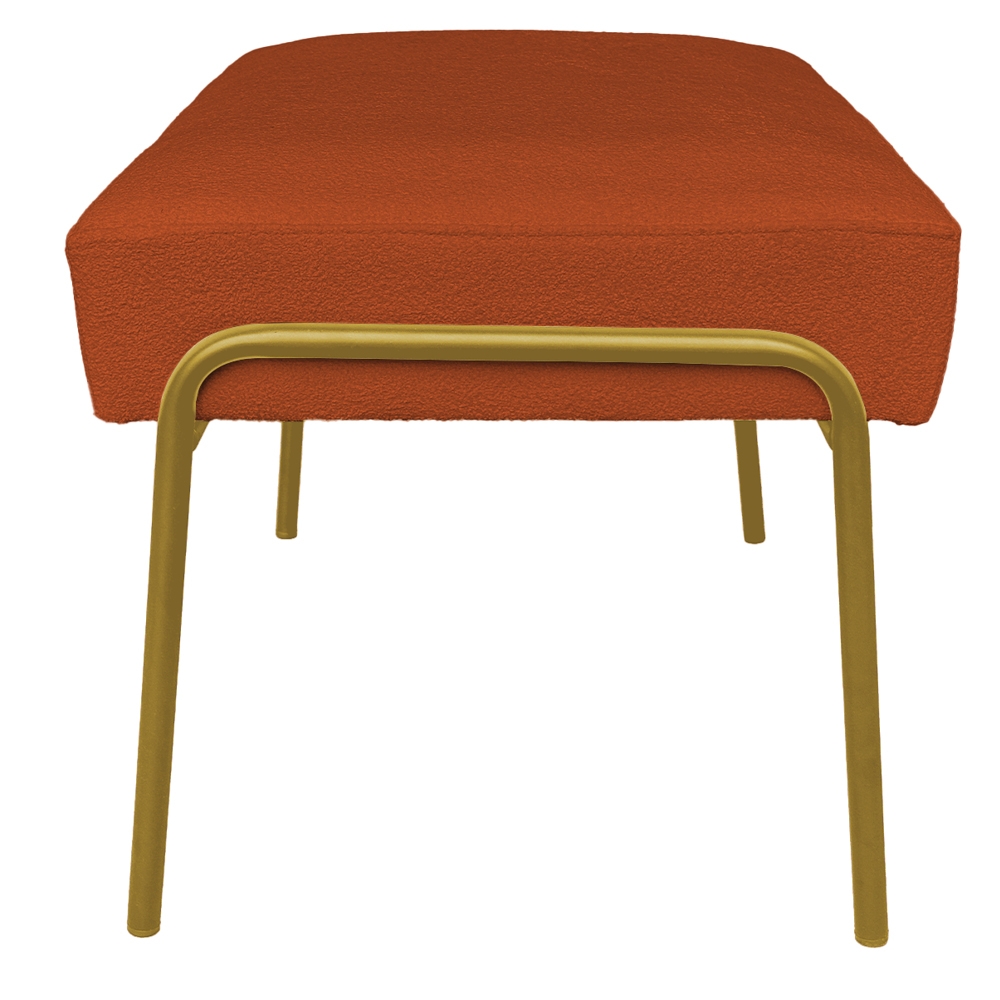 Puff Decorativo Ariel Ferro Base Gold Veludo Terracota - Montanaris Decor