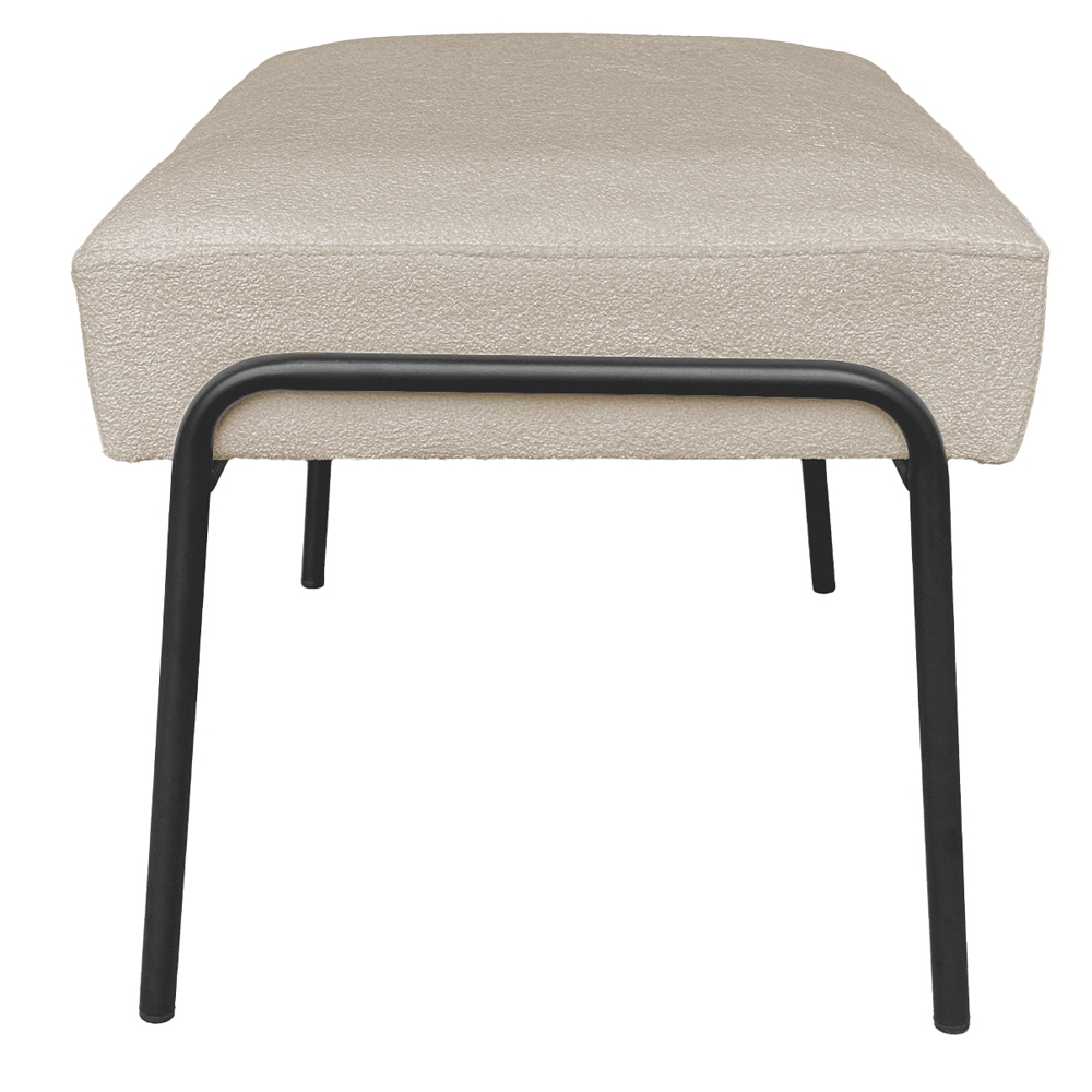 Puff Decorativo Ariel Ferro Base Preto Veludo Bege - Montanaris Decor