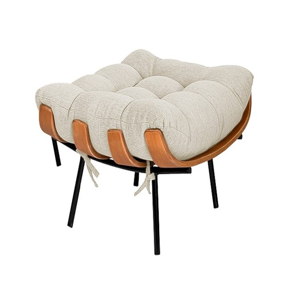 Puff Decorativo Costela Veludo Bege - Montanaris Decor