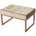 Puff Decorativo Karina Base Bronze Veludo Bege  - Montanaris Decor