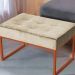 Puff Decorativo Karina Base Bronze Veludo Bege  - Montanaris Decor