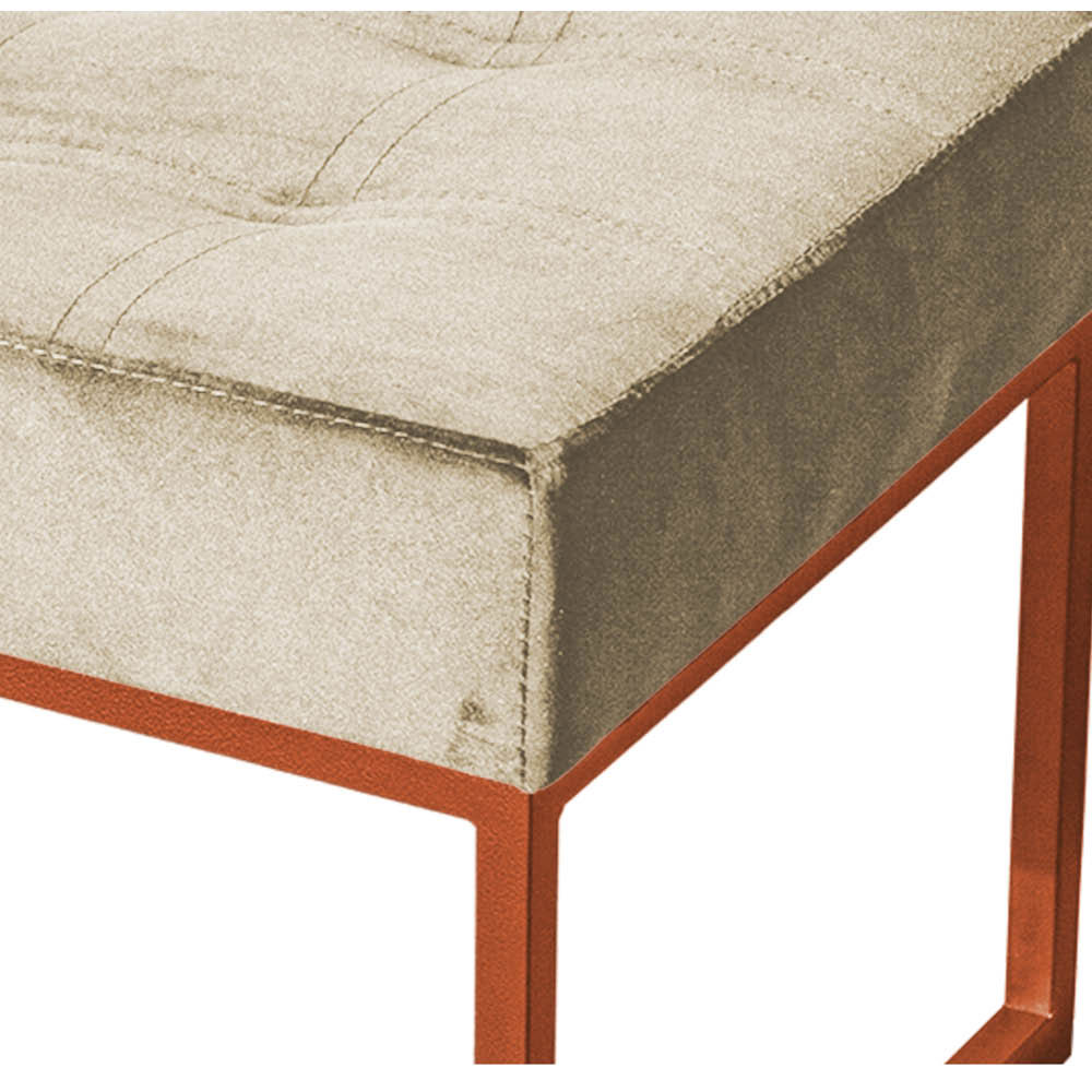 Puff Decorativo Karina Base Bronze Veludo Bege  - Montanaris Decor