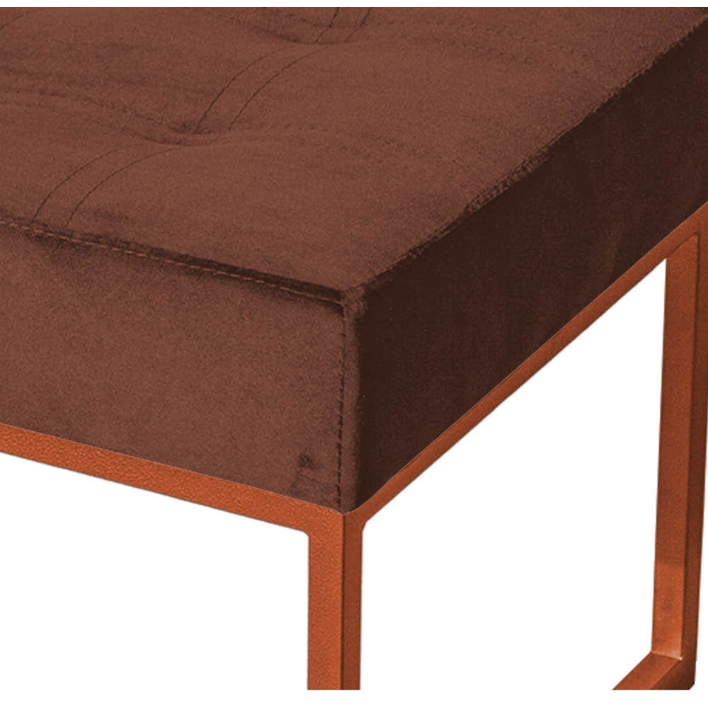 Puff Decorativo Karina Base Bronze Veludo Marrom - Montanaris Decor