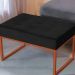 Puff Decorativo Karina Base Bronze Veludo Preto - Montanaris Decor