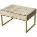 Puff Decorativo Karina Base Gold Veludo Bege - Montanaris Decor