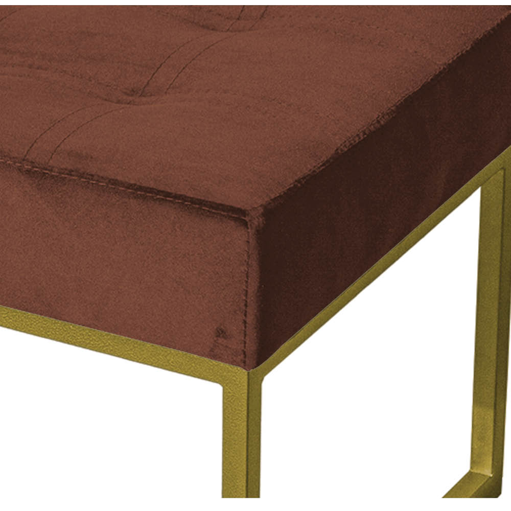 Puff Decorativo Karina Base Gold Veludo Marrom - Montanaris Decor