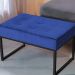 Puff Decorativo Karina Base Preta Veludo Azul Marinho - Montanaris Decor
