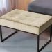 Puff Decorativo Karina Base Preta Veludo Bege - Montanaris Decor