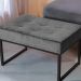 Puff Decorativo Karina Base Preta Veludo Cinza - Montanaris Decor