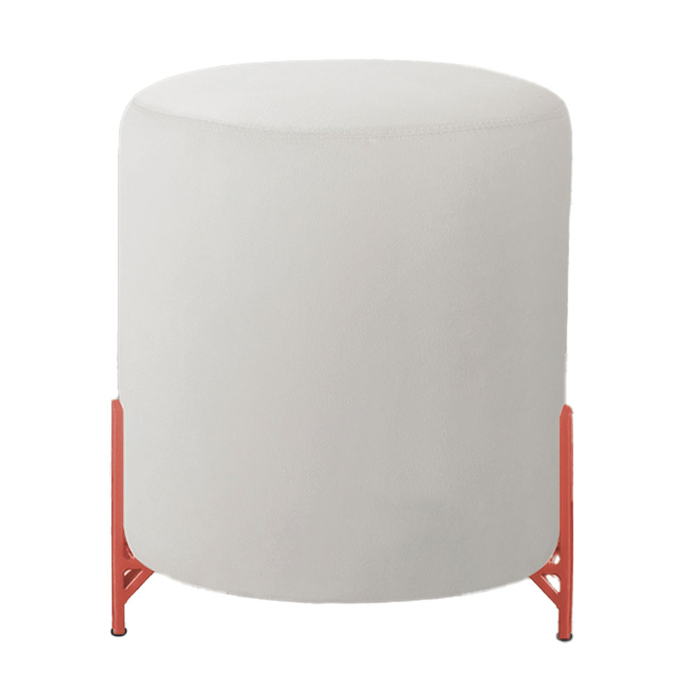 Puff Decorativo Thor Ferro Base Bronze Veludo Bege - Montanaris Decor