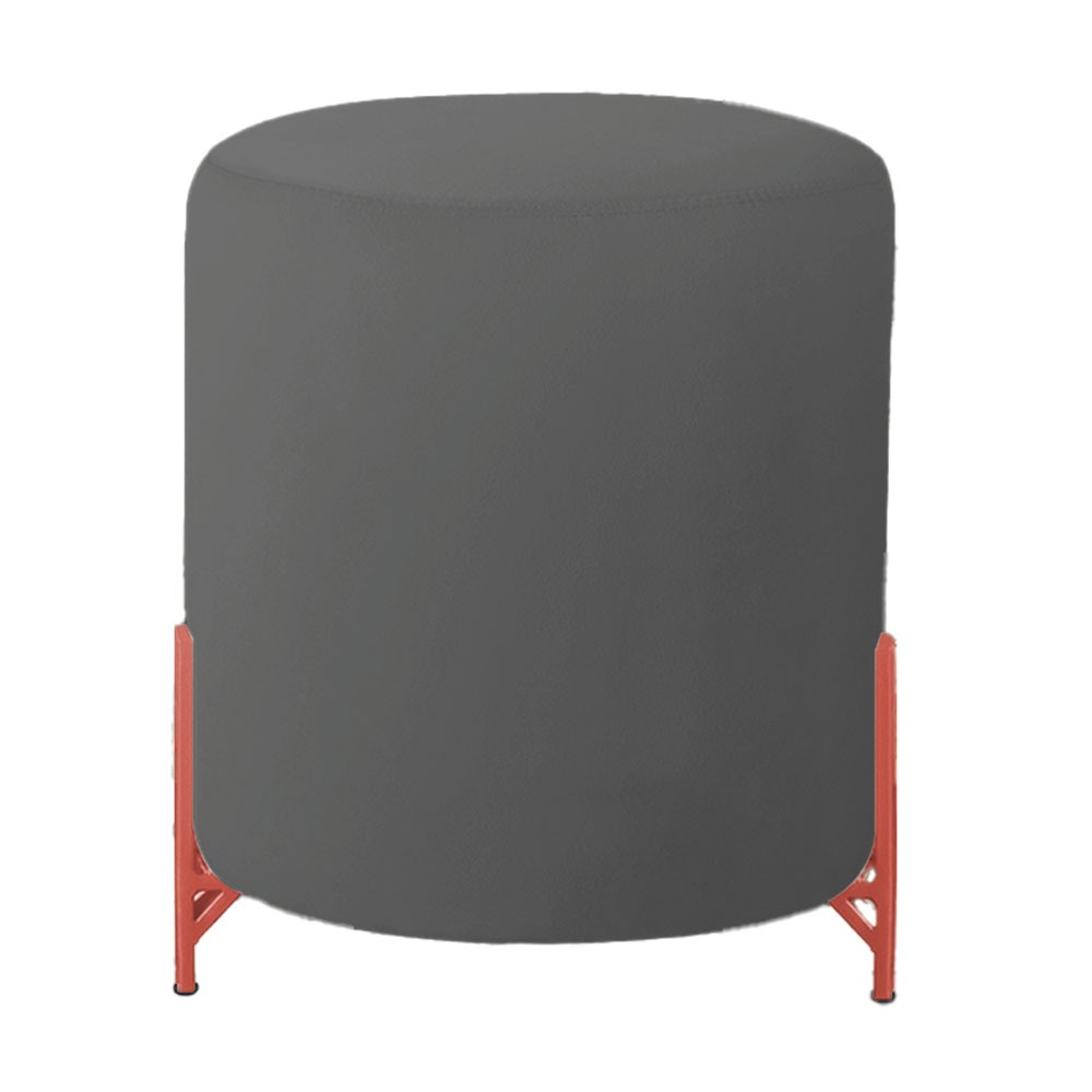 Puff Decorativo Thor Ferro Base Bronze Veludo Cinza - Montanaris Decor