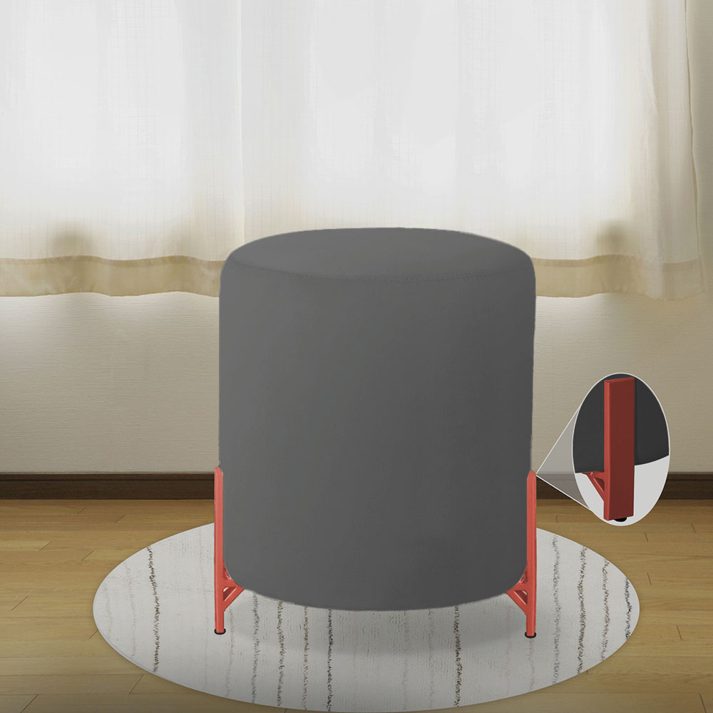 Puff Decorativo Thor Ferro Base Bronze Veludo Cinza - Montanaris Decor