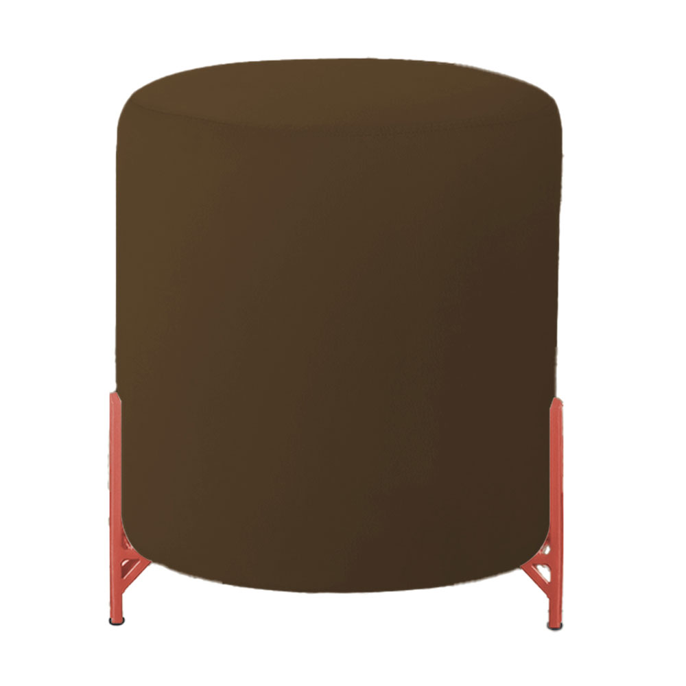 Puff Decorativo Thor Ferro Base Bronze Veludo Marrom- Montanaris Decor