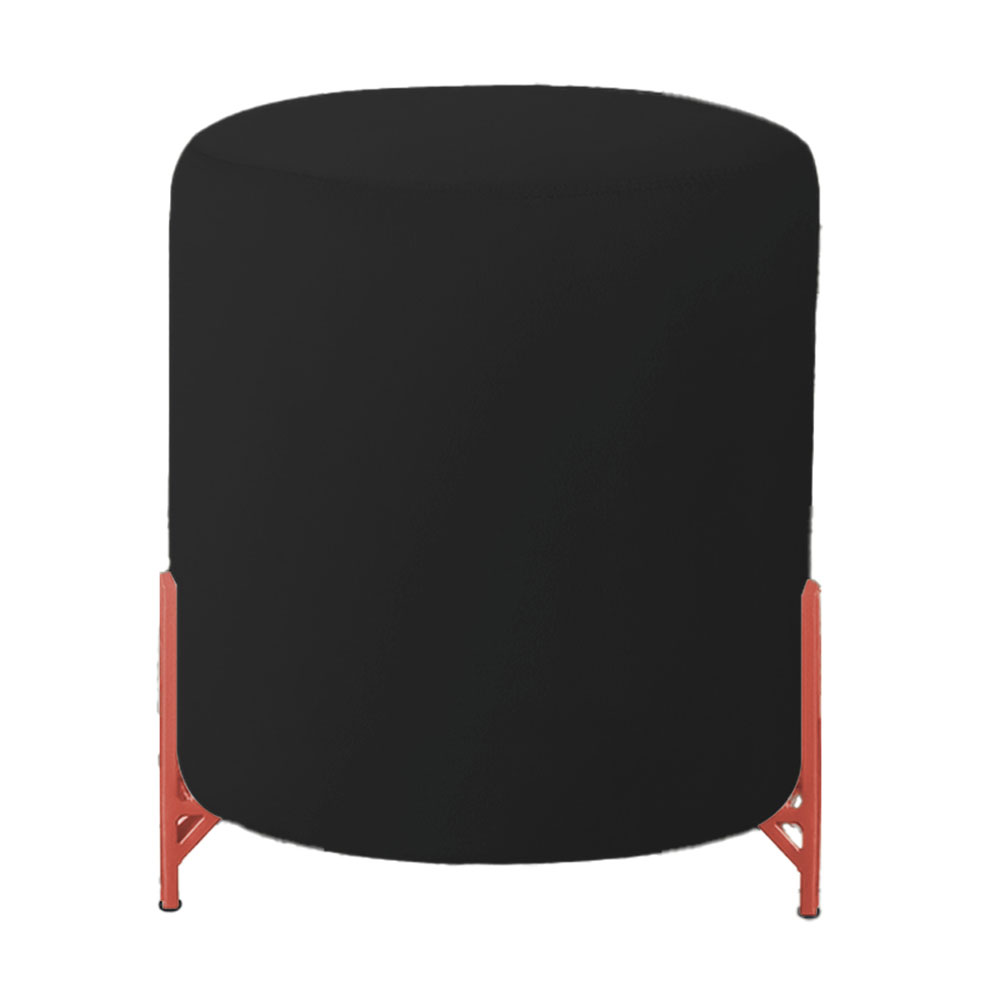 Puff Decorativo Thor Ferro Base Bronze Veludo Preto - Montanaris Decor