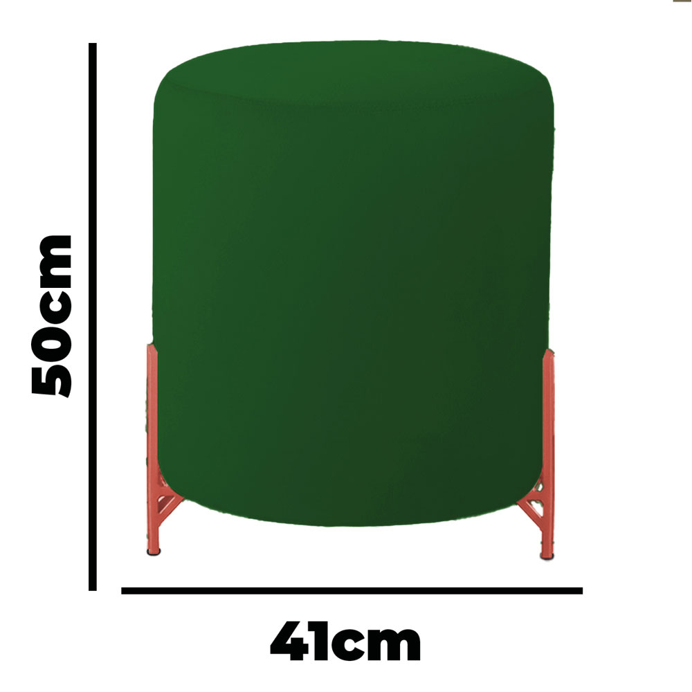 Puff Decorativo Thor Ferro Base Bronze Veludo Verde - Montanaris Decor