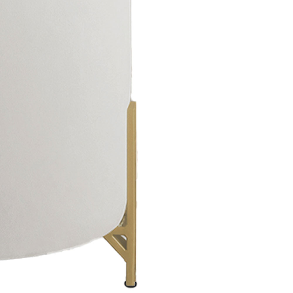 Puff Decorativo Thor Ferro Base Gold Veludo Bege - Montanaris Decor
