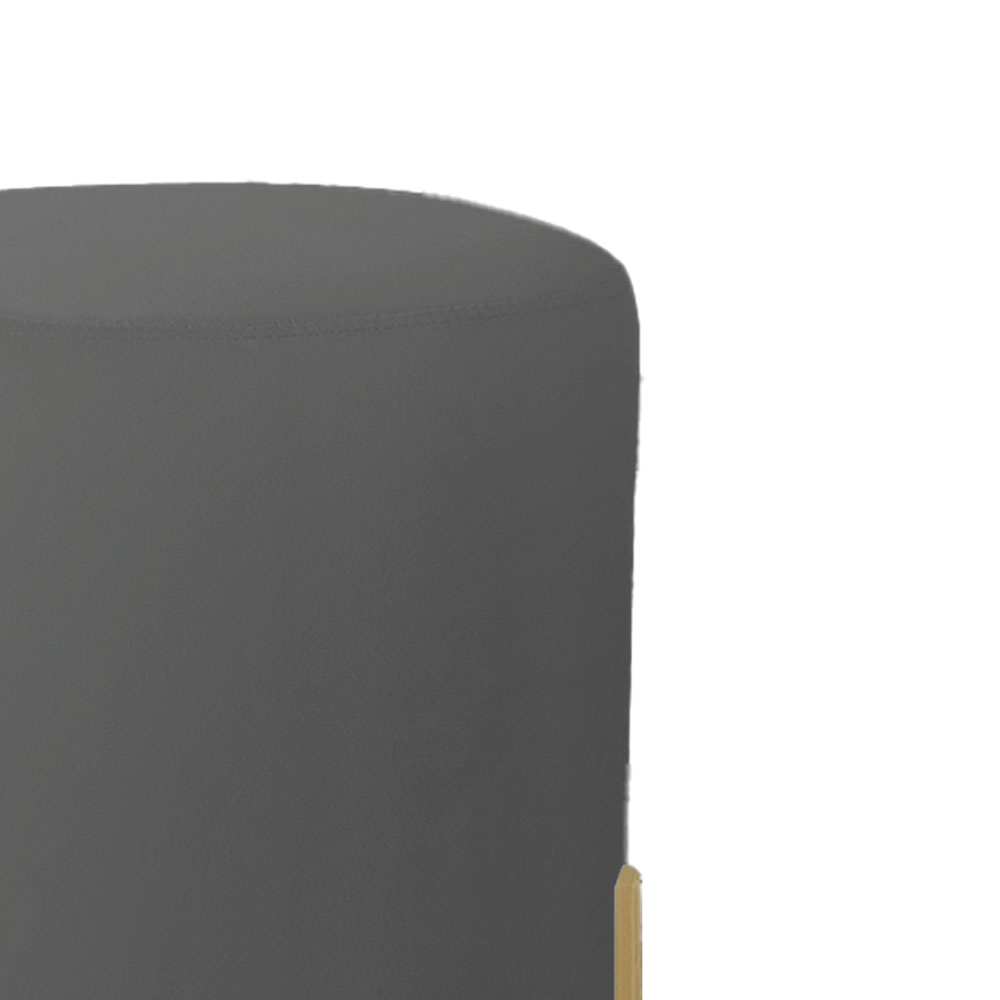 Puff Decorativo Thor Ferro Base Gold Veludo Cinza - Montanaris Decor