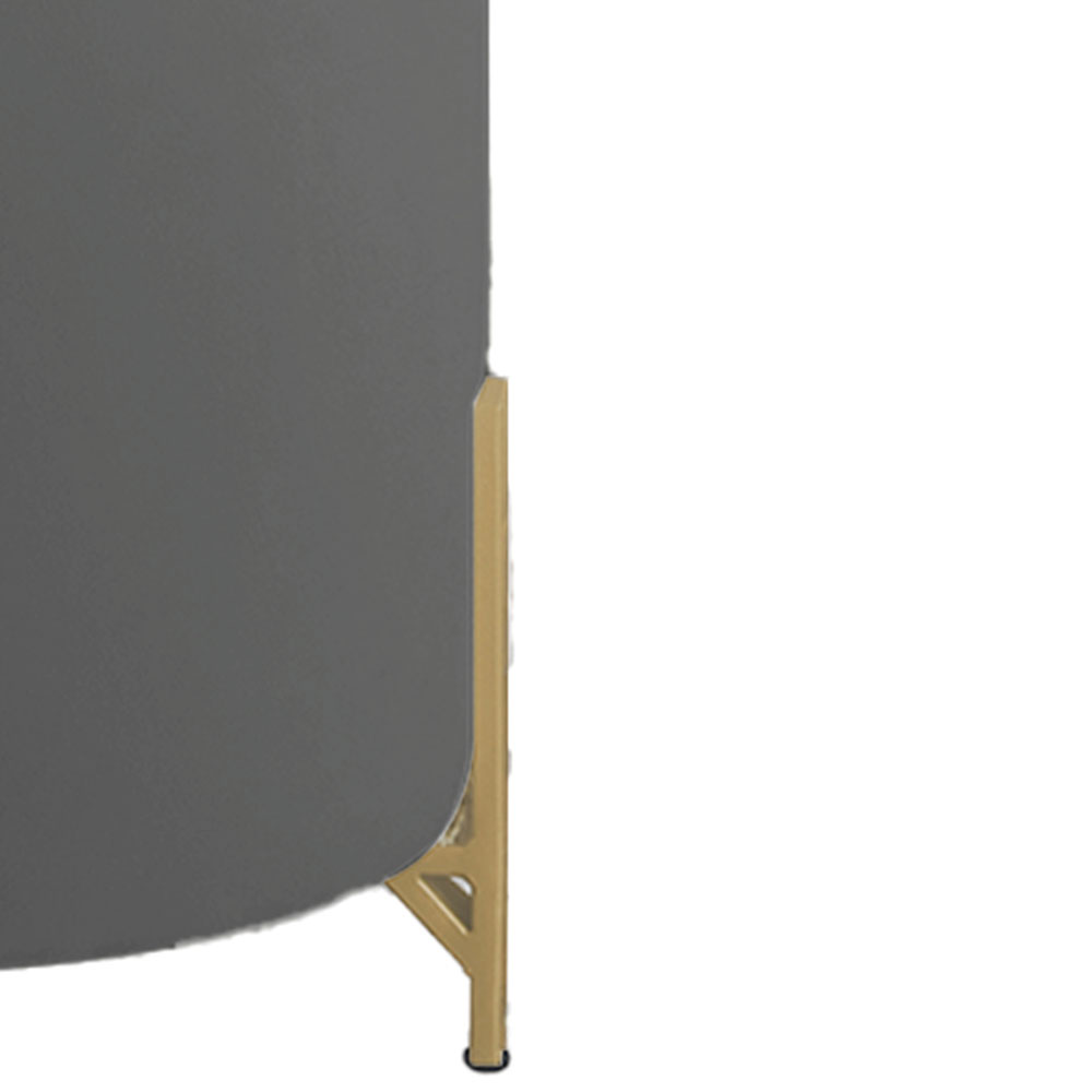 Puff Decorativo Thor Ferro Base Gold Veludo Cinza - Montanaris Decor