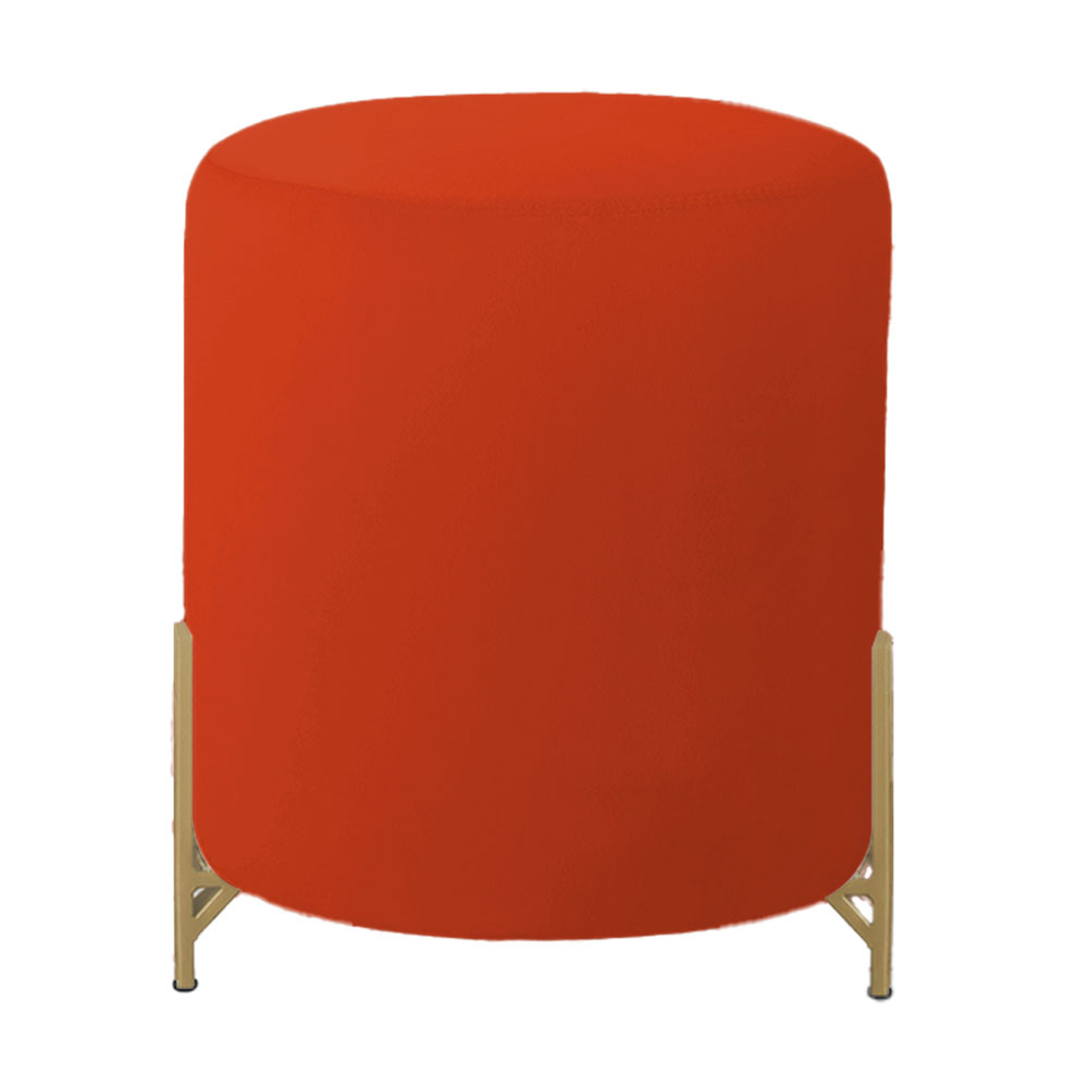 Puff Decorativo Thor Ferro Base Gold Veludo Terracota - Montanaris Decor