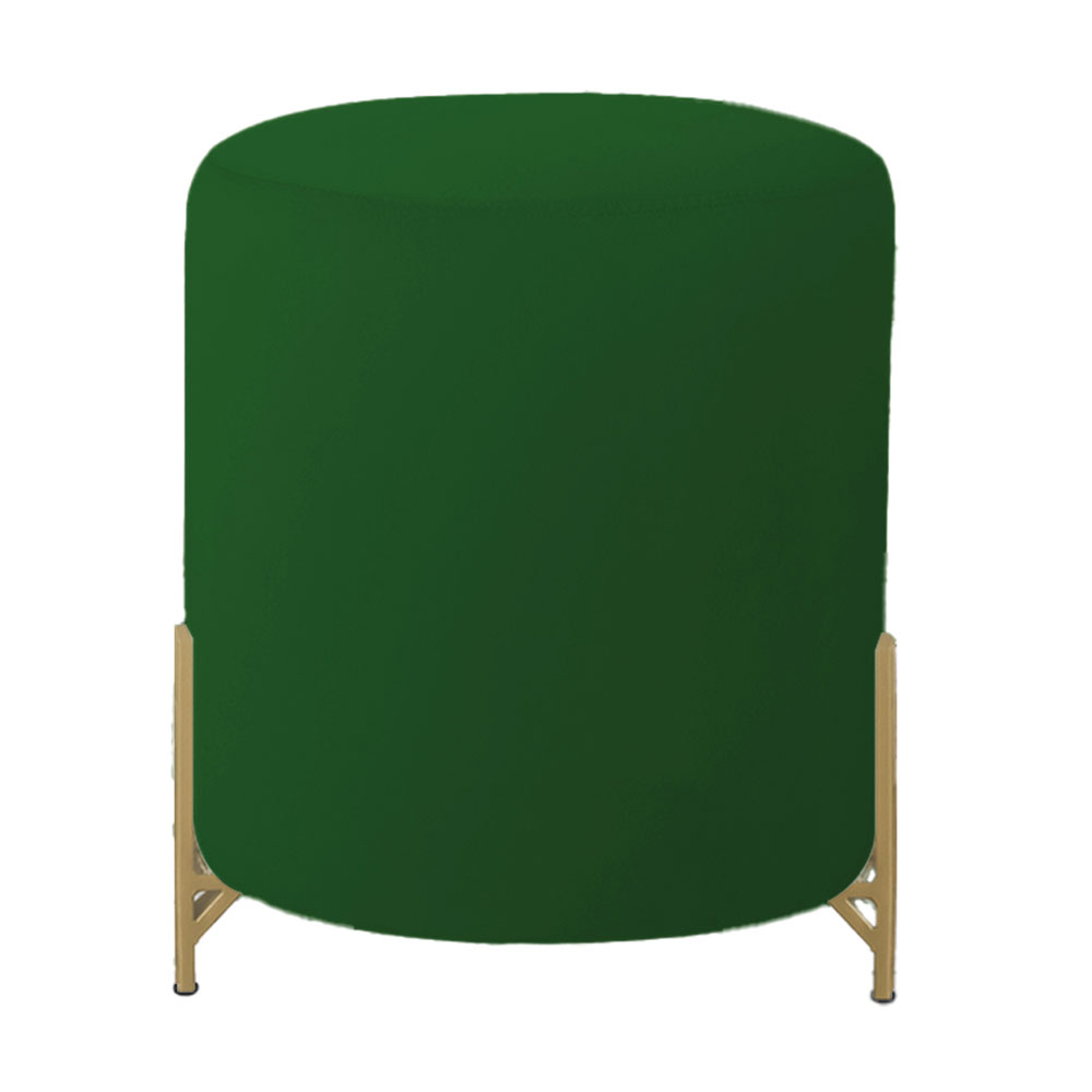 Puff Decorativo Thor Ferro Base Gold Veludo Verde - Montanaris Decor