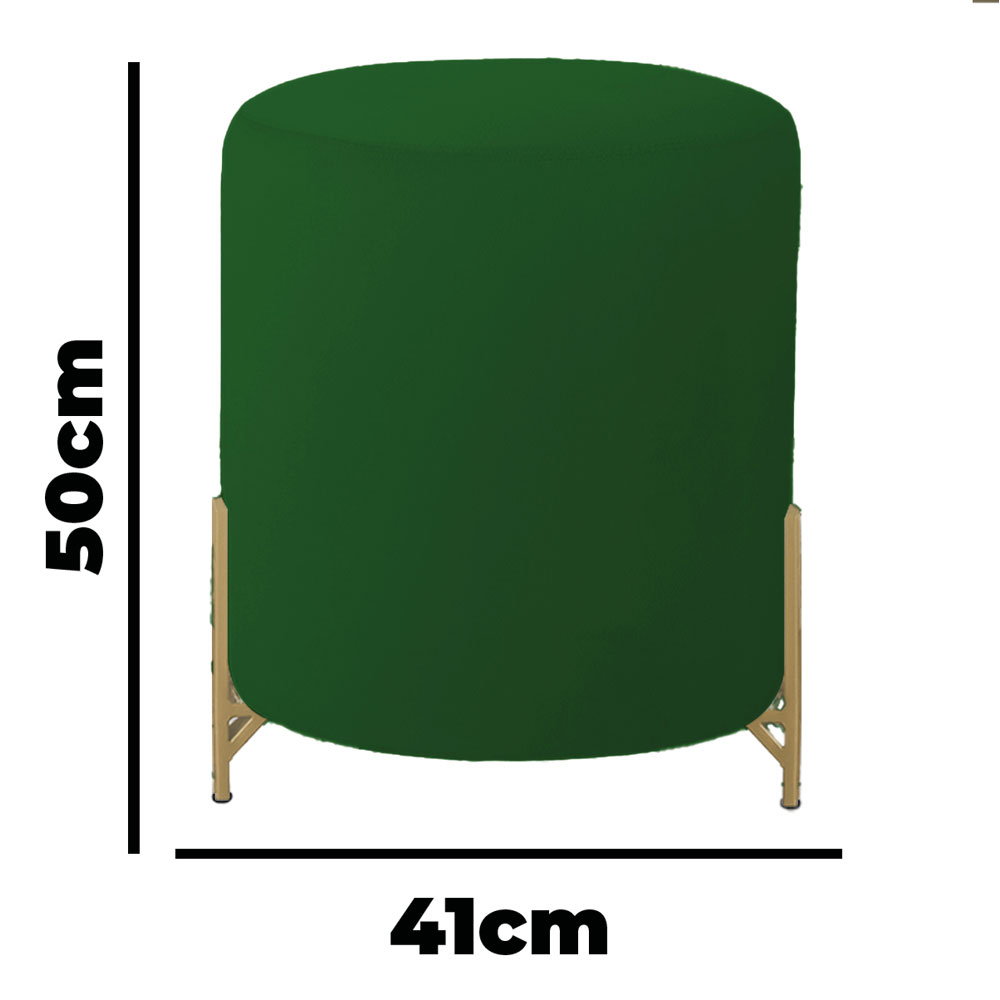 Puff Decorativo Thor Ferro Base Gold Veludo Verde - Montanaris Decor
