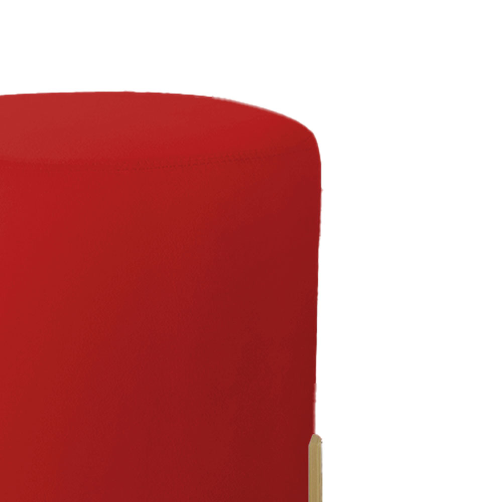 Puff Decorativo Thor Ferro Base Gold Veludo Vermelho - Montanaris Decor