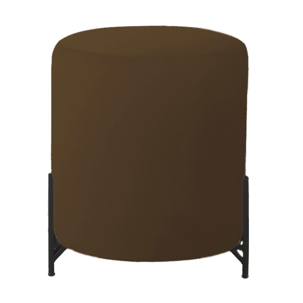 Puff Decorativo Thor Ferro Base Preta Veludo Marrom - Montanaris Decor