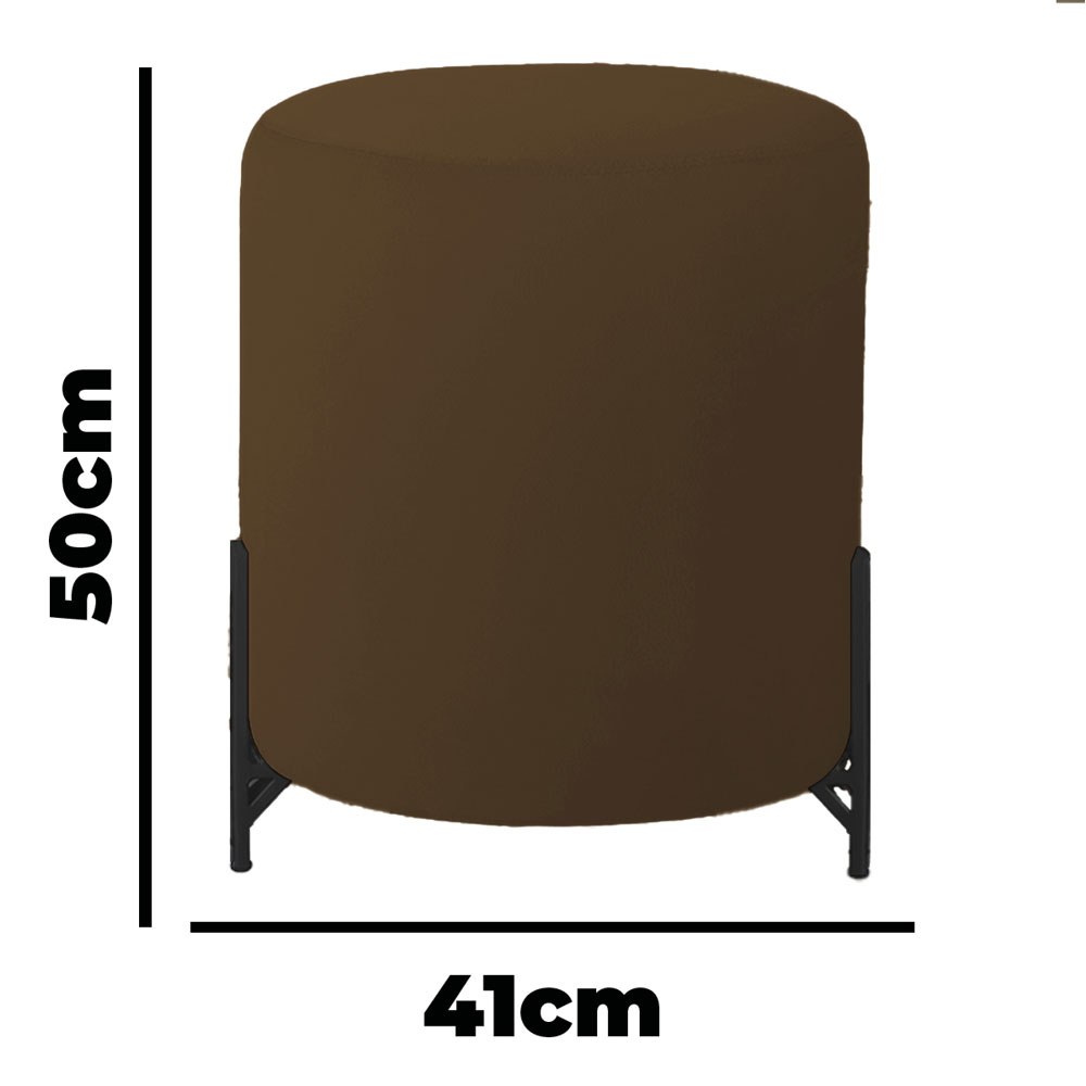Puff Decorativo Thor Ferro Base Preta Veludo Marrom - Montanaris Decor