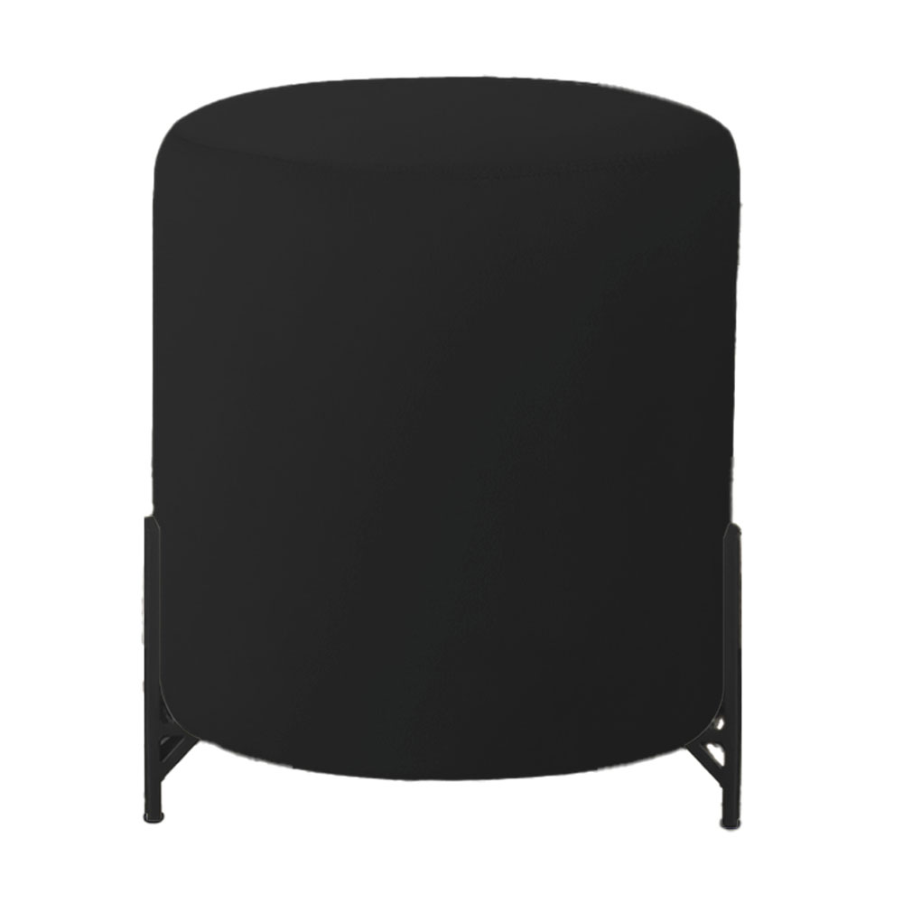 Puff Decorativo Thor Ferro Base Preta Veludo Preto - Montanaris Decor