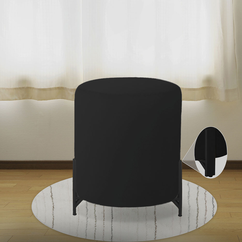 Puff Decorativo Thor Ferro Base Preta Veludo Preto - Montanaris Decor